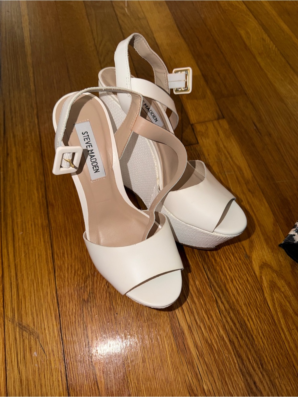 Steve Madden Cream/White Strappy Platform Heels